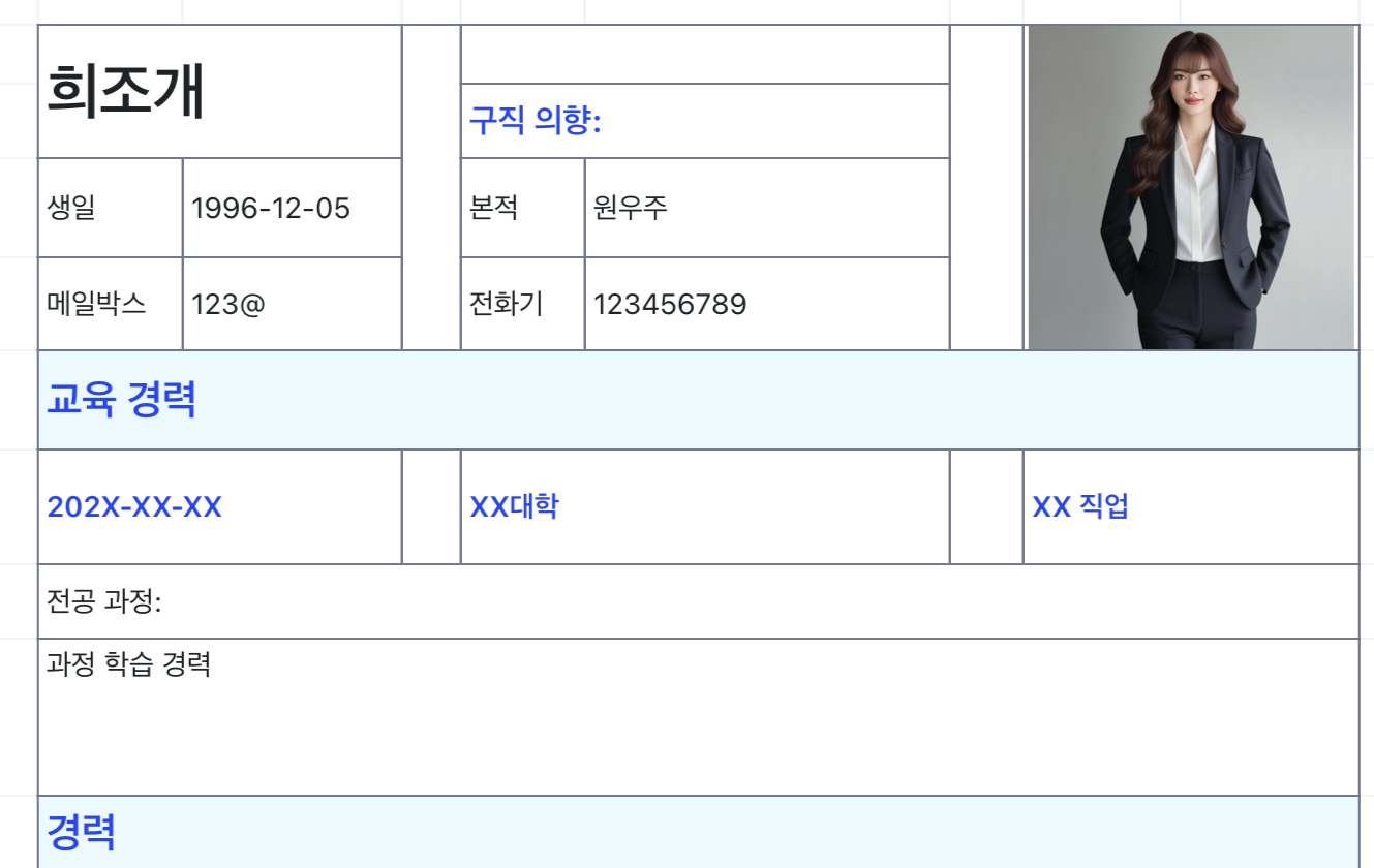 개인 구직 이력서 11
